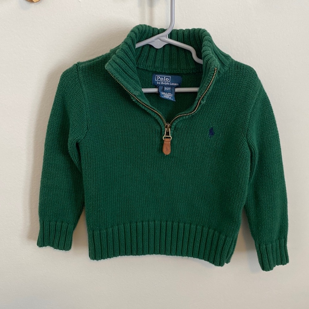 Green Polo Ralph Lauren half zip sweater 2T